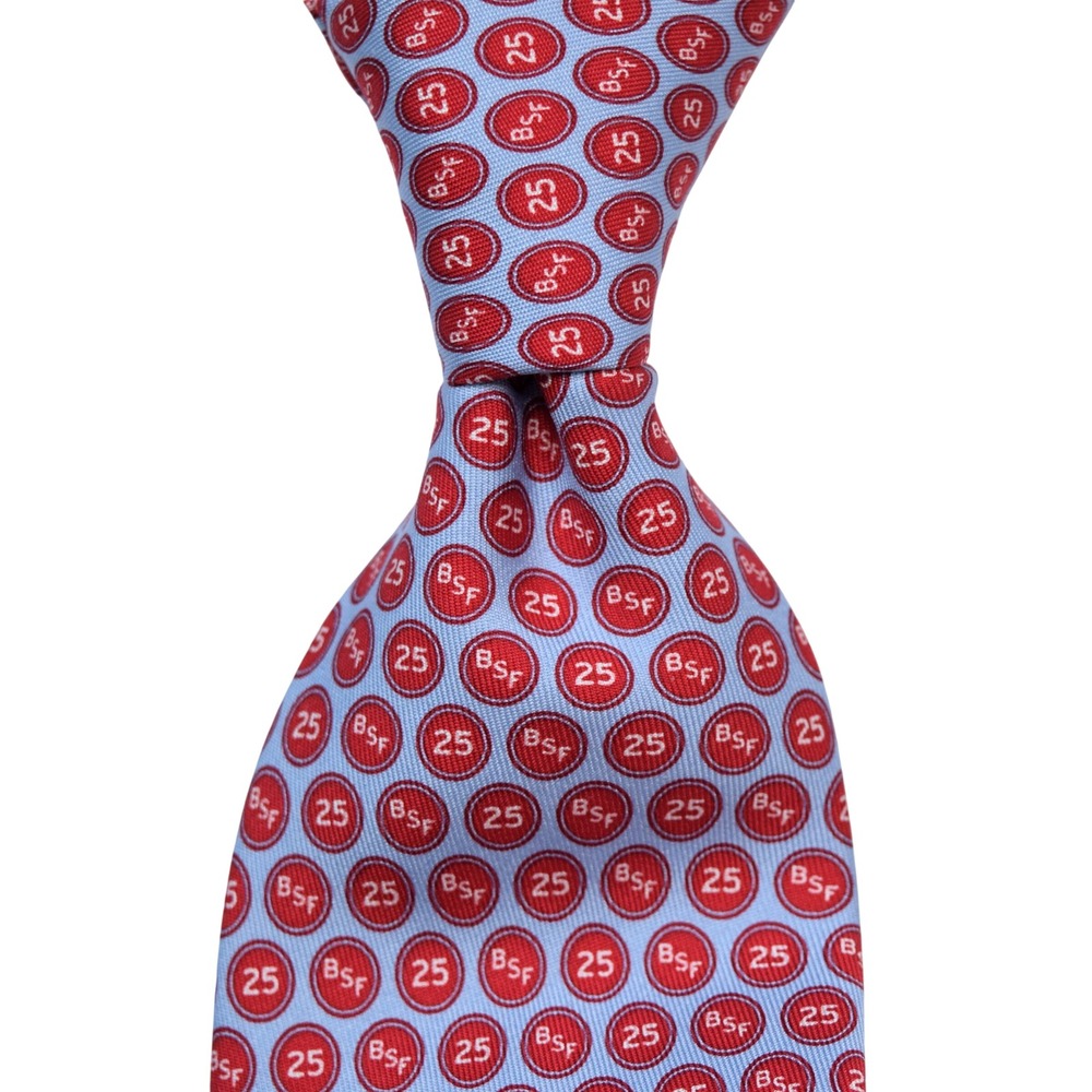 Vineyard Vines Big Shoulders Fund 25th Anniversary Silk Tie Blue Red BSF Logo - Picture 2 of 9